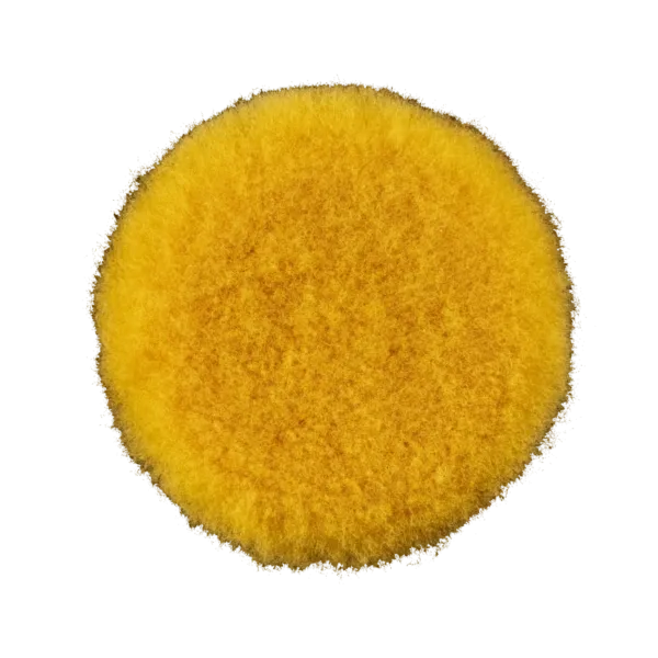 FURY D yellow heavy cut rotary wool polishing pad 135mm front view natural lambswool for maximum defect removal